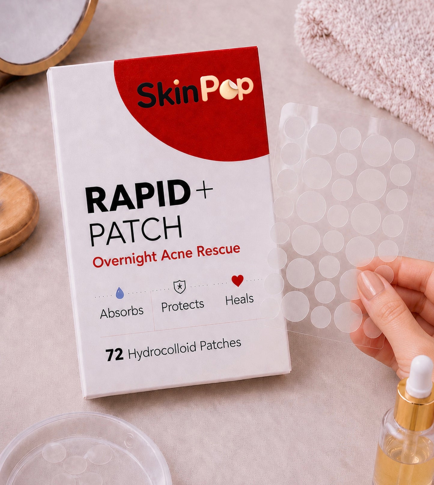 Rapid Patch+ | 72 Invisible Hydrocolloid Pimple Patches